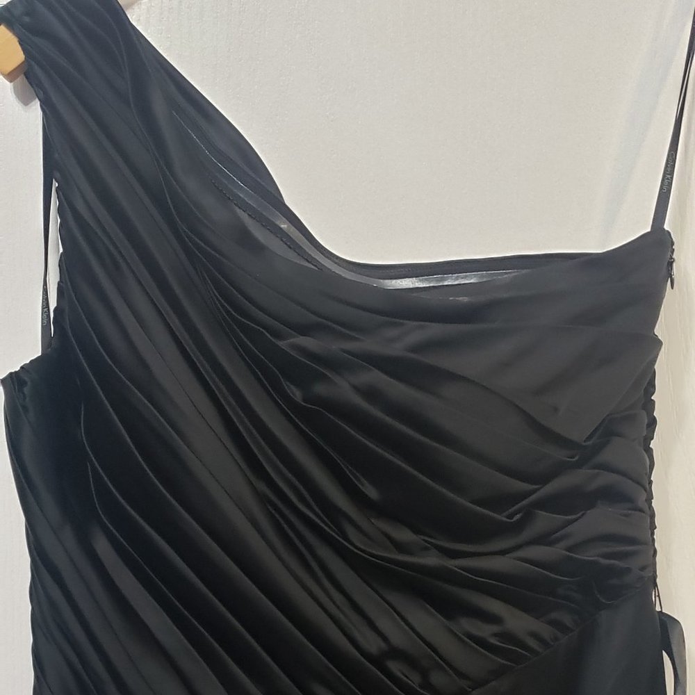 Calvin Klein one shoulder black cocktail dress